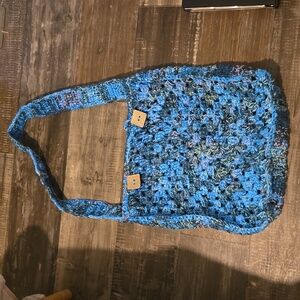 Handcrafted,Crocheted PLARN cross body tote bag!